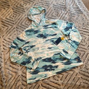 NWT Huk Waypoint Edisto long sleeve tee hoodie fishing top women LARGE blue